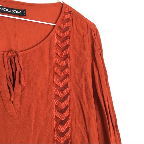 VOLCOM Burnt Orange Asymmetrical Tunic - semi-sheer - Picture 7 of 10